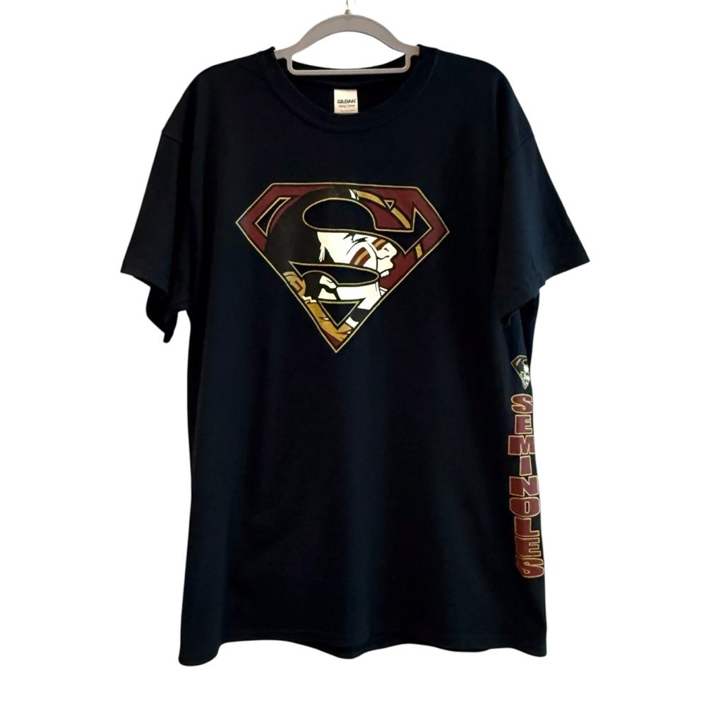 Gildan Florida State FSU Seminoles Superman Superhero‎ T-Shirt Black Size Large